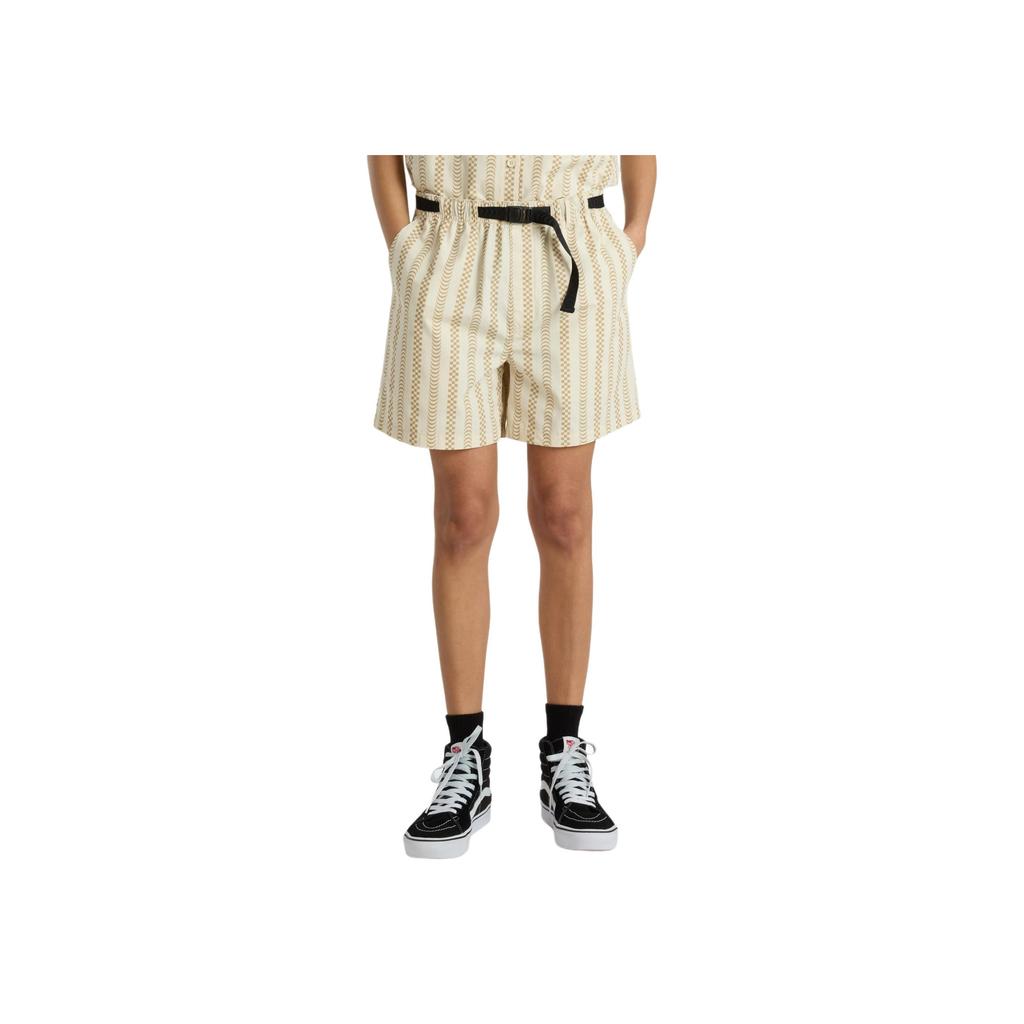 Vans X Spitfire Collaboration Checkerboard Wave Stripe Casual Shorts Women Shorts Off-White VN000GJSDJR