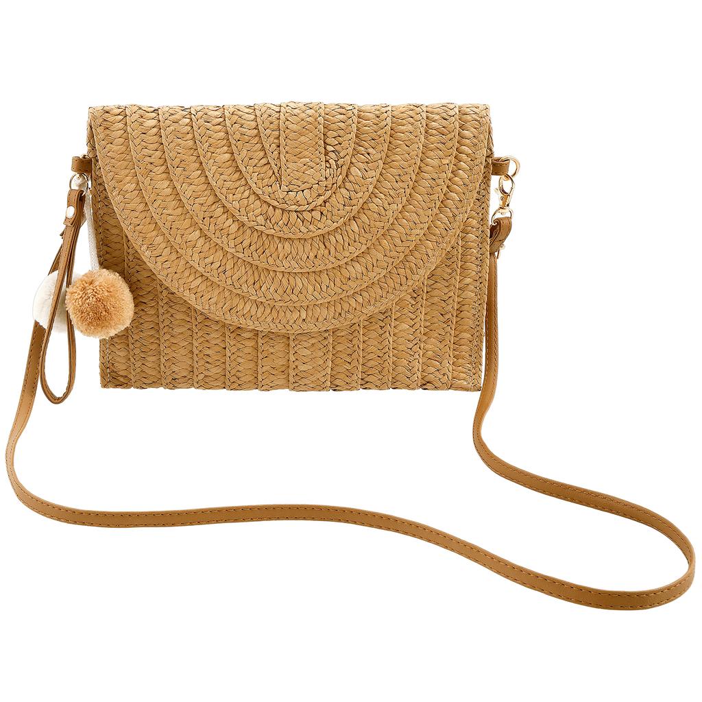 Woven Straw Shoulder Bag Handmade Beach Woven Storage Bag Multi Functional Fashionable Minimalist Women's Diagonal Envelope Bag
