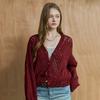 Sequin Mix Pattern V Neck Loose Fit Knit Cardigan Zf10qd002na