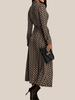 2026 Elegant European & American Style Long-Sleeve Cinched Waist Print Dress for Women - Spring & Autumn Fashion