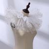 Layered Ruffled Mesh Neck Ruff Renaissance Victorian Metallic Foil Tulle Faux Collar Shawl Choker for Themed Parties