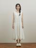 Pibeuseupibeuseu Shirred V-Neck Volume Dress / White