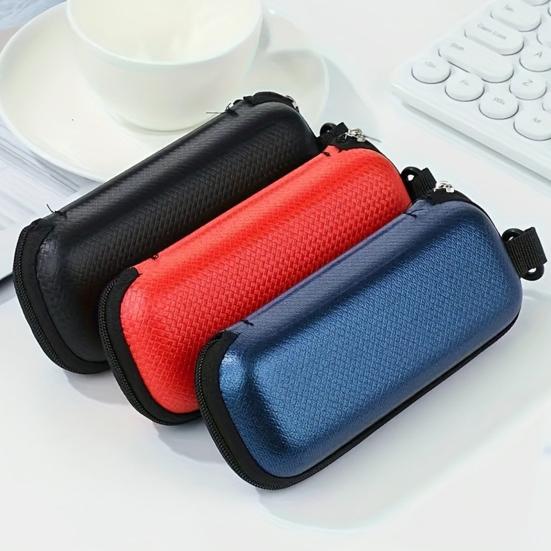 Портативний футляр для окулярів на блискавці з металевим карабіном, високоміцний EVA, стійкий до стиснення, ретро-текстура соломи, спортивні аксесуари