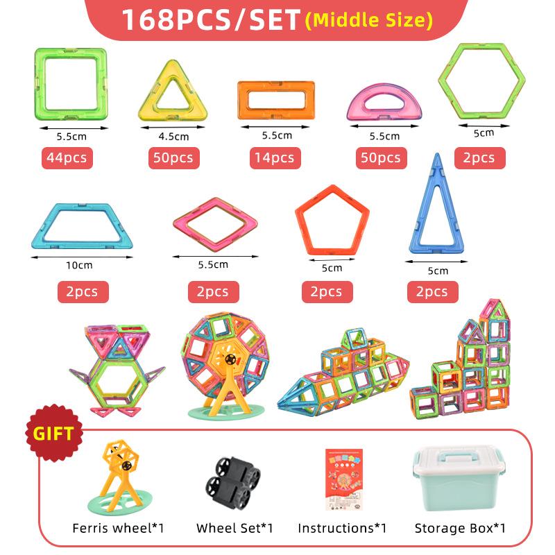 Medium Magnetic Tile Set: Large Particle Building Blocks for Children's Cognitive Education