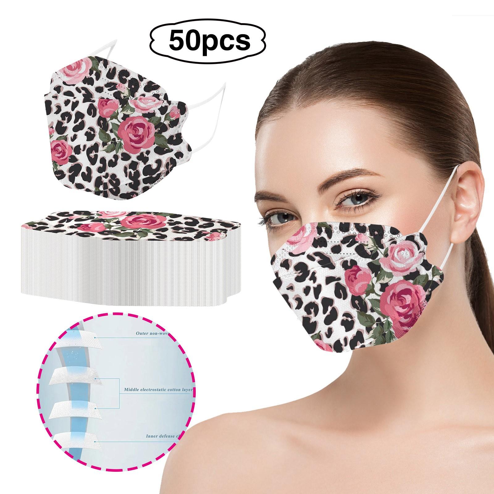 

Adult Leopard Flowers Printed Outdoor Prevention Fish Mask Face 20X8CM