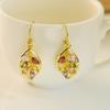 18k Gold Plated Leaf Earrings with Colorful Topaz Gemstones Elegant Dangle Earrings for Women