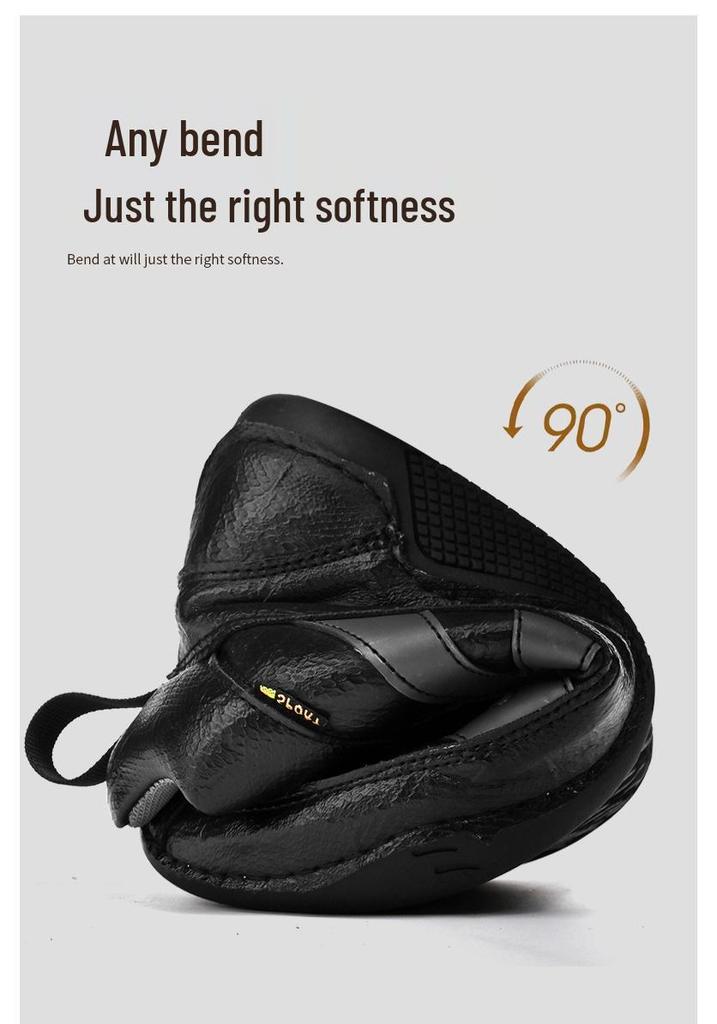 Men's High-Top Autumn Casual Leather Shoes - Genuine Leather, Soft Sole, Work Boots, Outdoor, Plus Velvet Cotton Lining