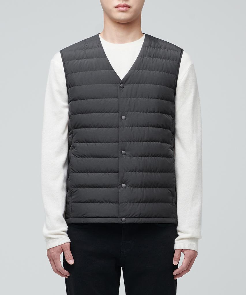 Musinsa Standard Transform Round Neck Light Down Vest [Charcoal Gray]