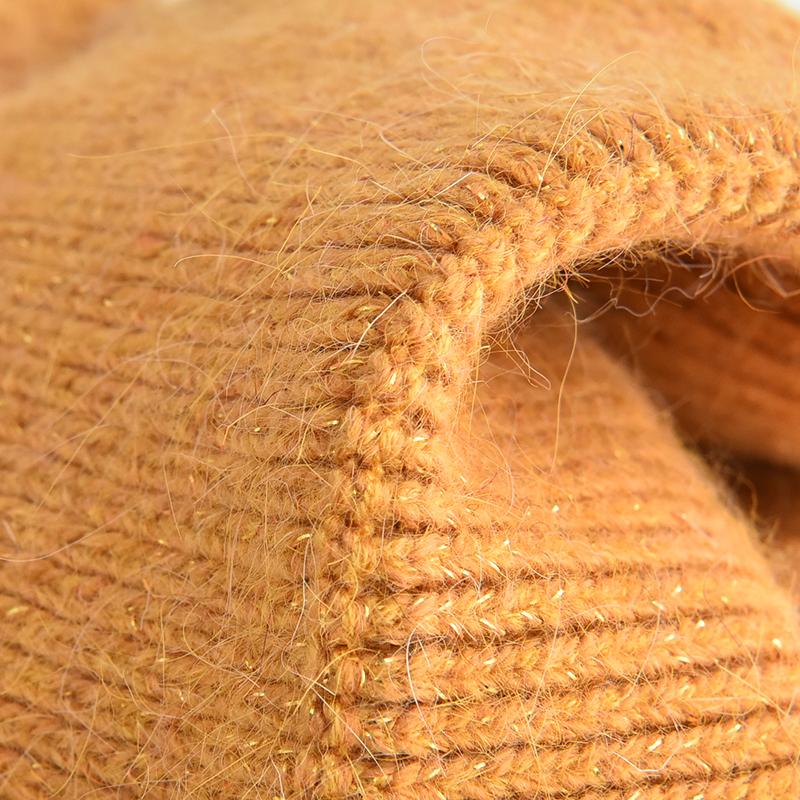 SOMALER Winter Angora Wool Knitted Beanie Hat Soft Warm Winter Twists Pattern Beanie Cable Knit Plain Caps for Women