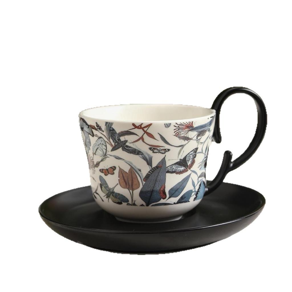 Creative Retro Flower Vine Ceramic Coffee Cup Saucer High-End Light Luxury Afternoon Tea Cup Saucer Household Ceramic Coffee Set