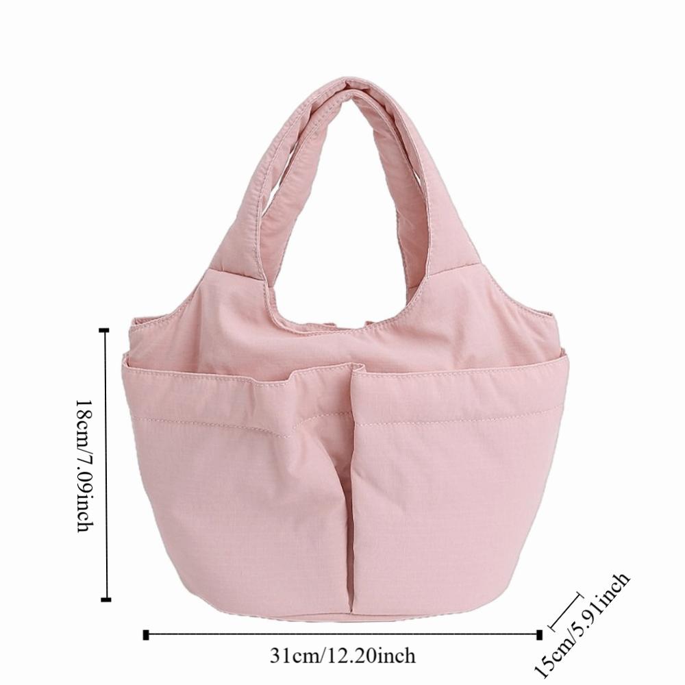 Multi-pouch Simple Commuting Tote Bag Large Capacity Solid Color Handbag Folded Bucket Bag  Unisex
