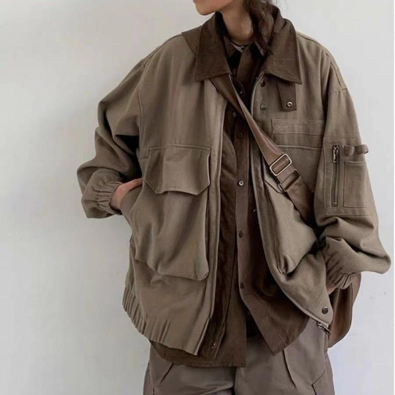 Jarní a podzimní japonská retro všestranná pracovní bunda pro muže a ženy, volné spojování, pilotova velká kapsa, bunda ve stylu Waste Earth