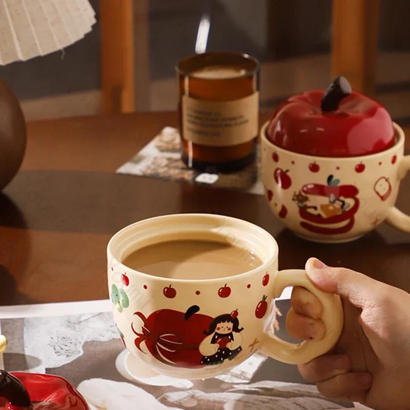 Christmas Creative Apple Mugs Home Breakfast Oat Milk Ceramic Cup Office Afternoon Tea Exquisite Coffee Cups