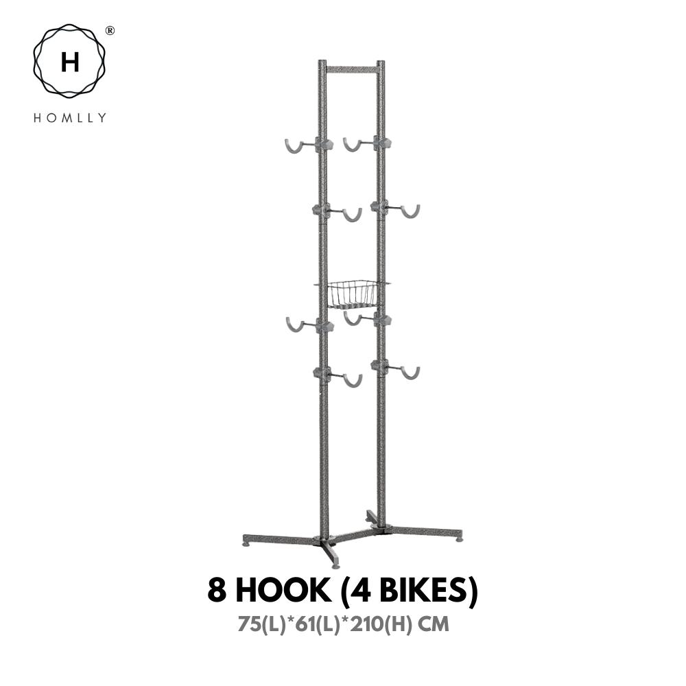 Homlly Free Standing Bike Bicycle Storage Rack Display with Basket (Hold 2/4 bikes)