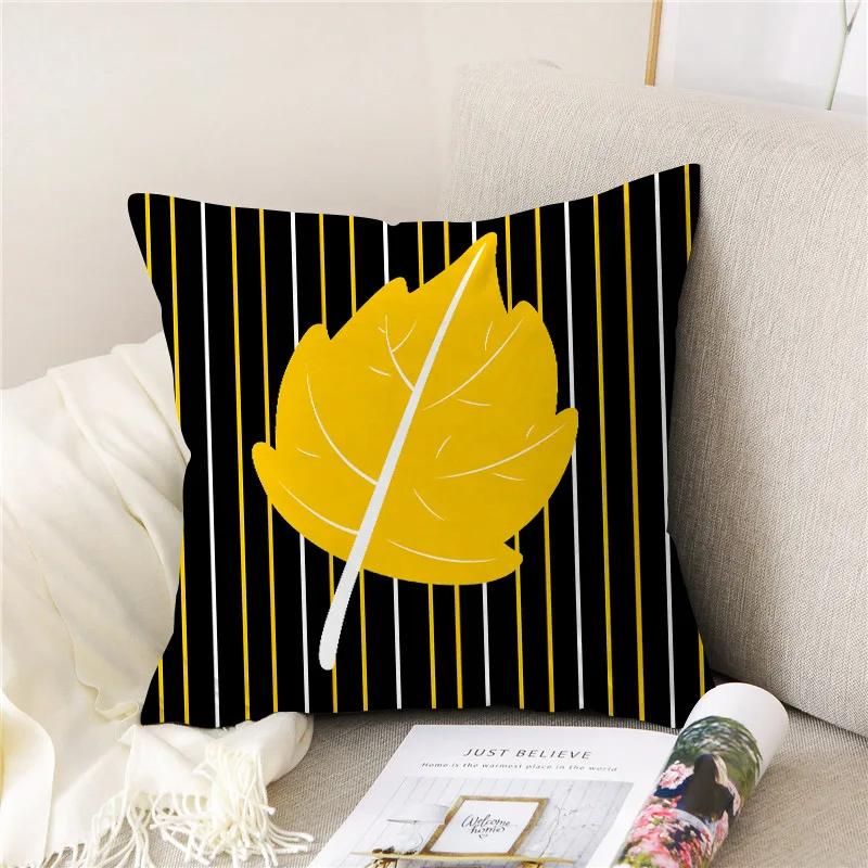 Yellow and Black Cartoon Bear Giraffe Throw Pillow Case Geometric Cushion Covers for Home Sofa Chair Decorative Pillowcases