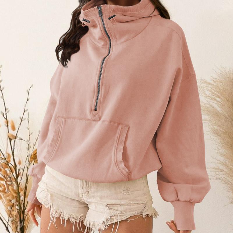 Спортивная толстовка с капюшоном на молнии с длинным рукавом и завязками на шнурке XL светло-розовый