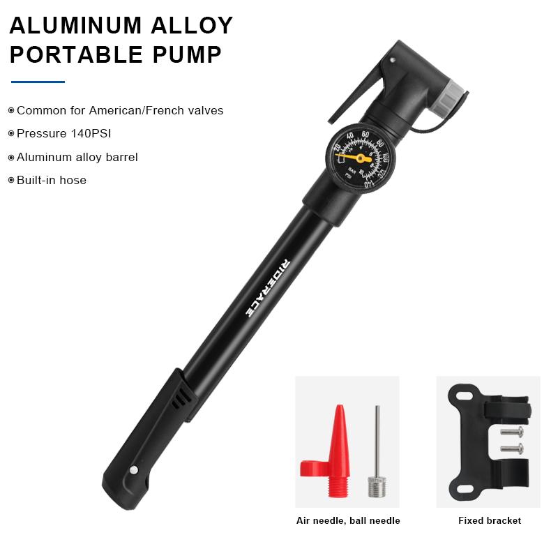 140PSI Bicycle Pump Tire Air Inflator Schrader Presta Valve Ball Needle Hose Portable MTB Bike Hand Pump Cycling Accessories