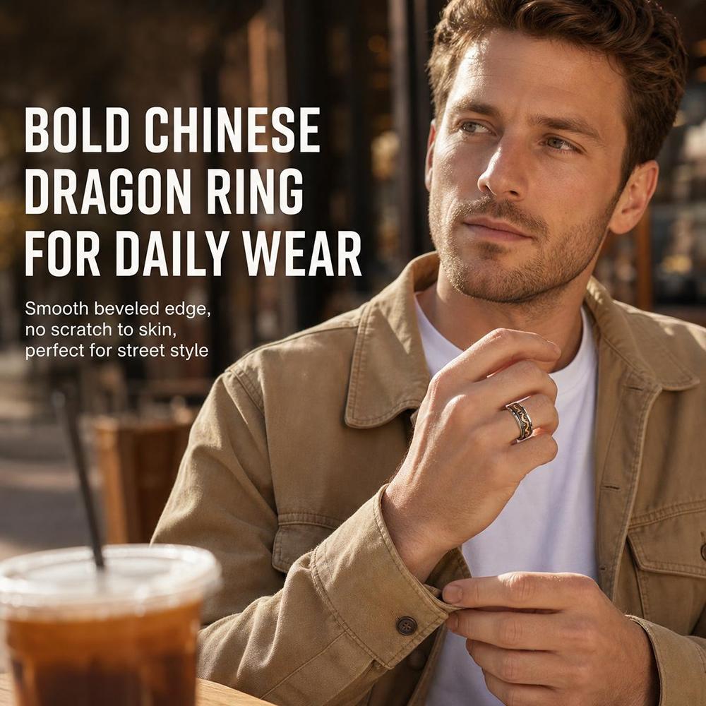 Cool Domineering Auspicious Cloud Dragon Ring Retro Punk Stainless Steel Dragon Rings for Men Rock Biker Jewelry Anillos Hombre