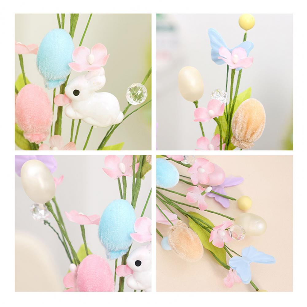 Easter Artificial Flowers Easter Colorful Egg Decoration DIY Party Bouquet With Rabbit Egg Charms Spring Home Table Centerpiece