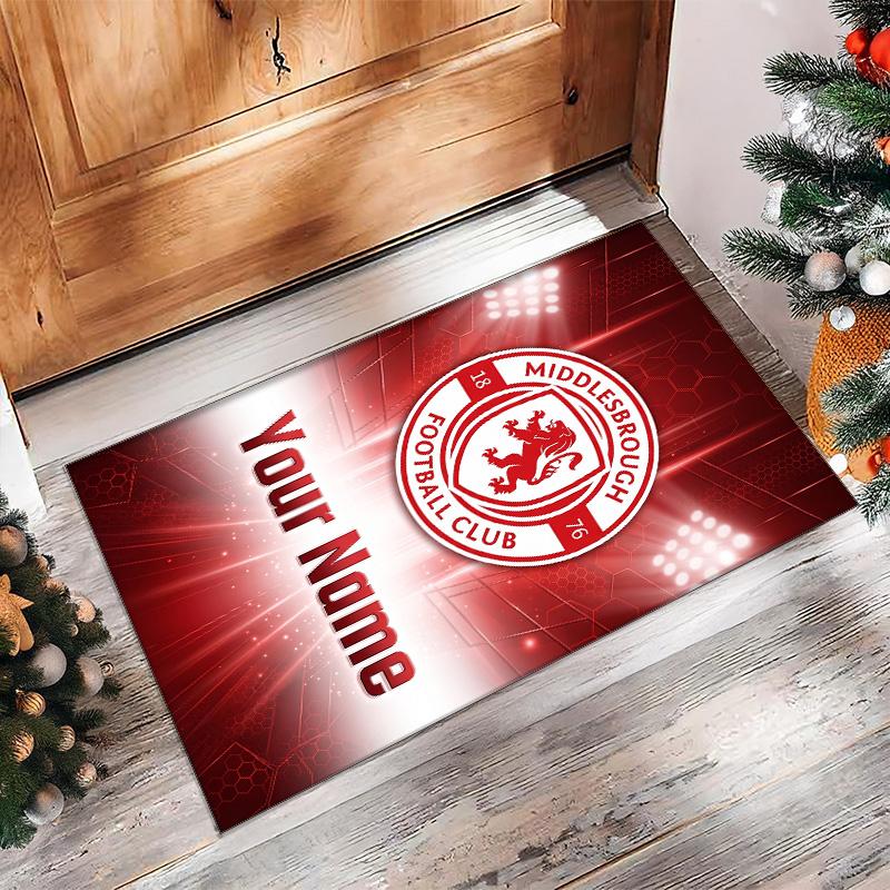 Middlesbrough FC Printed Crystal Velvet Rug Non‑Slip Crystal Velvet Carpet For Sofa Bedroom Indoor Home Decoration