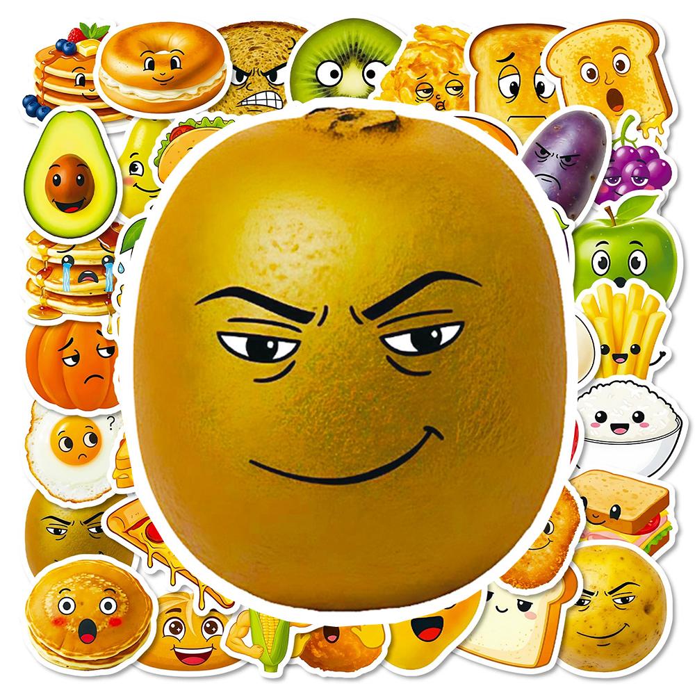 10/30/56pcs Funny Cute Creative Food Meme Stickers Kawaii Fruit Rice Bread Cartoon Sticker Fridge Phone Suitcase Decals Toy Gift