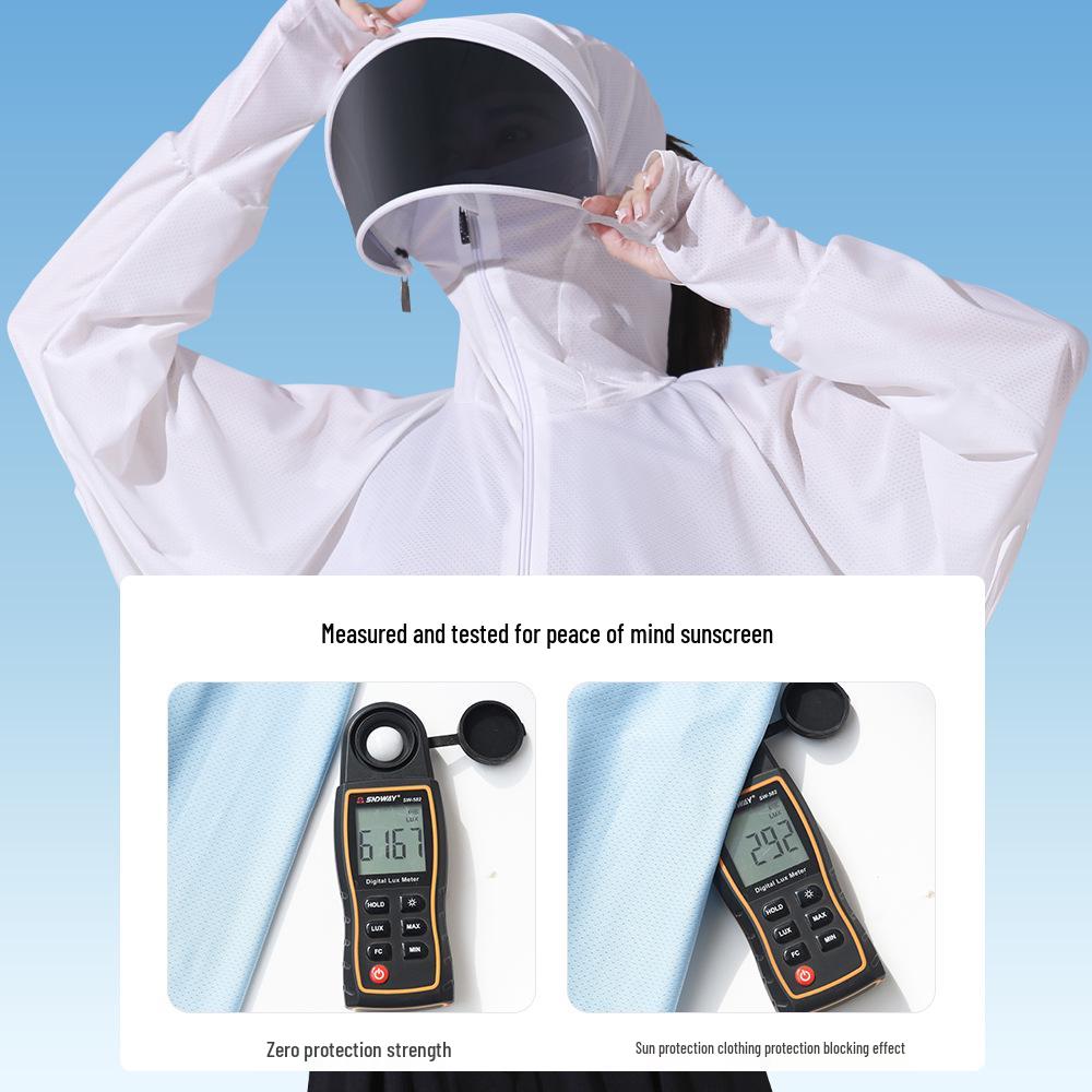 Women's Summer Ice Silk Sun Protection Clothing Set: Breathable Anti-UV Cycling Face Mask & Full Face Neck Guard.