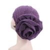 Beanie Hat Solid Color Large Flower Design Comfortable Warm No Brim Turban Cap Women Accessories