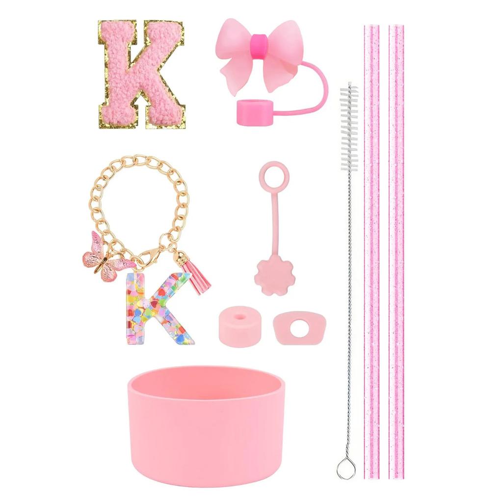 10pcs Cup Accessories Set for Stanley 30oz 40oz Tumbler Straw Cover Cap Boot Spill Proof Stopper Letter Keychain Charm Sticker