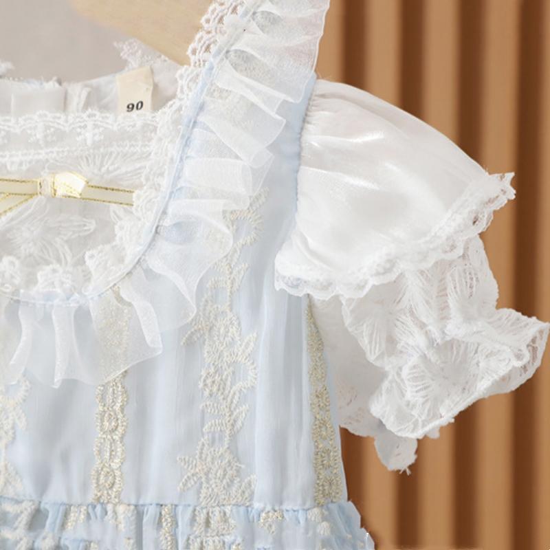 Baby Dress Korean Style Baby Girls Lace Clothes Kids Girls Short Sleeves Dress Toddler Girls Princess Summer