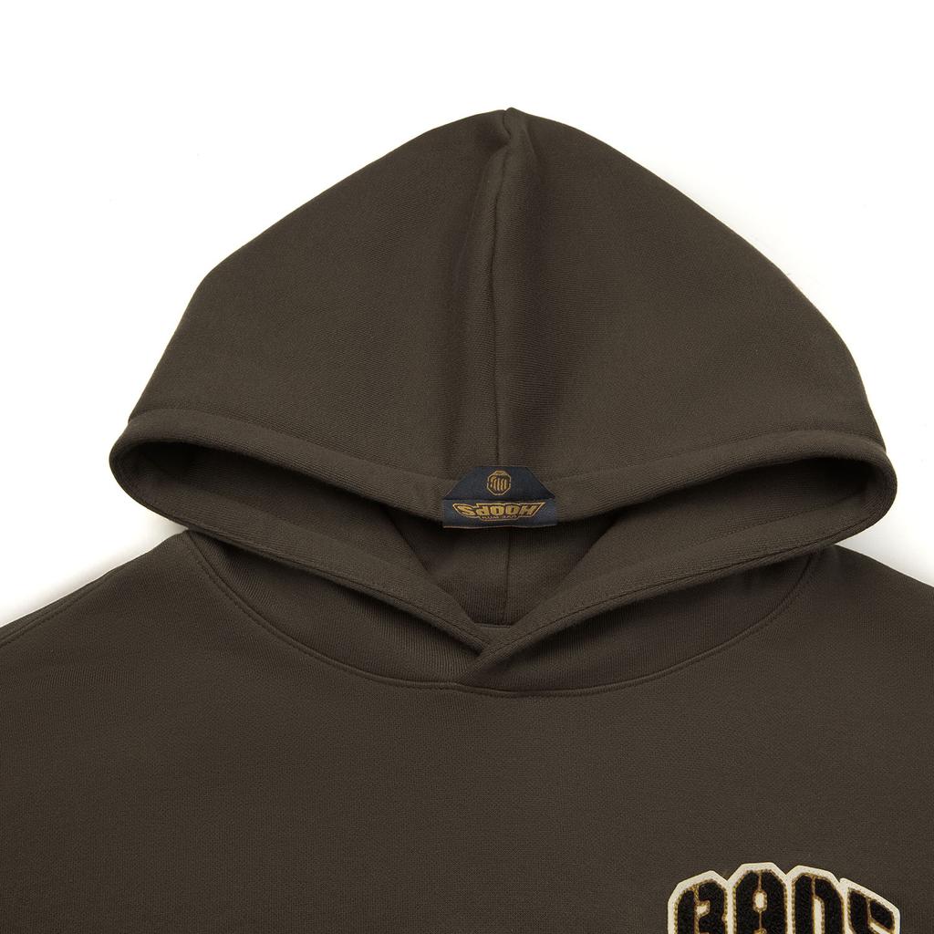 Li Ning Badfive Serie Bequemes Lässiges Kapuzensweatshirt mit Buchstabenprint Lockeres Fleece-Sweatshirt für Herren Schieferbraun AWDU503-2