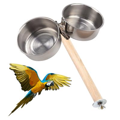 2Pcs Stand Lebensmittel Käfig Fütterung Papagei Doppel Pet Schüssel Vogel