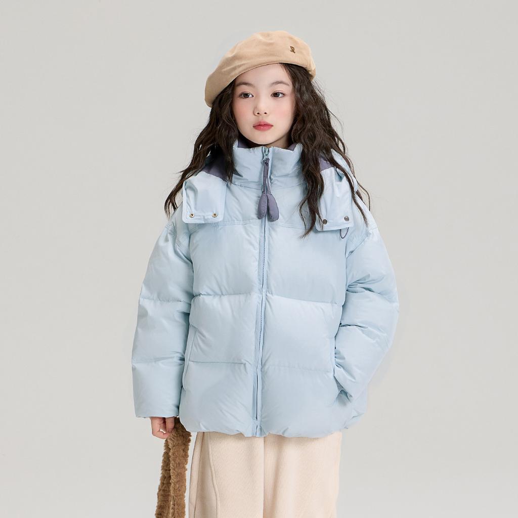 Winter Kids' Clothing, Casual Wear, Girls' Thick and Warm Hooded Jacket