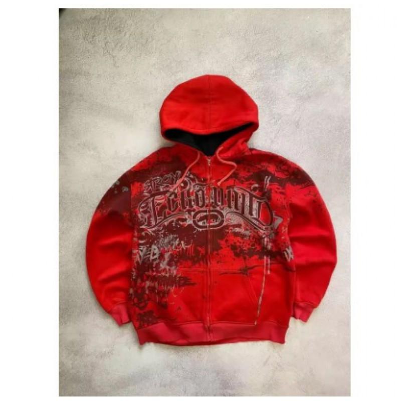 Y2K Skeleton Zip Hoodie 90s Retro Print Loose Fit Streetwear Unisex