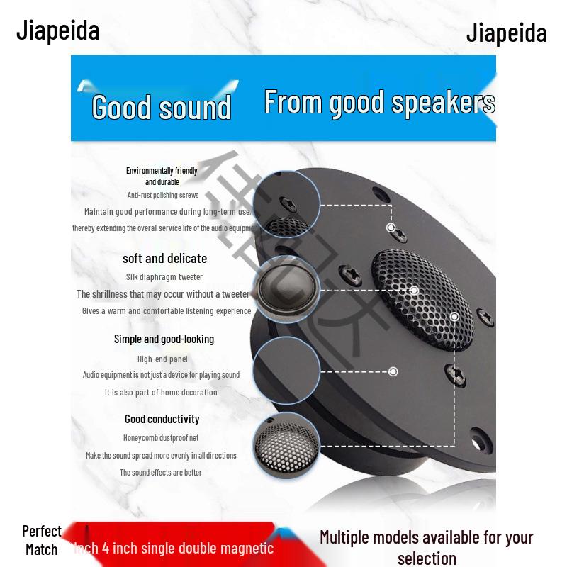 3-4 Inch Round Bookshelf Tweeter Speaker, 4/8 Ohm, Double Magnet, Car/Holder/KTV Audio.