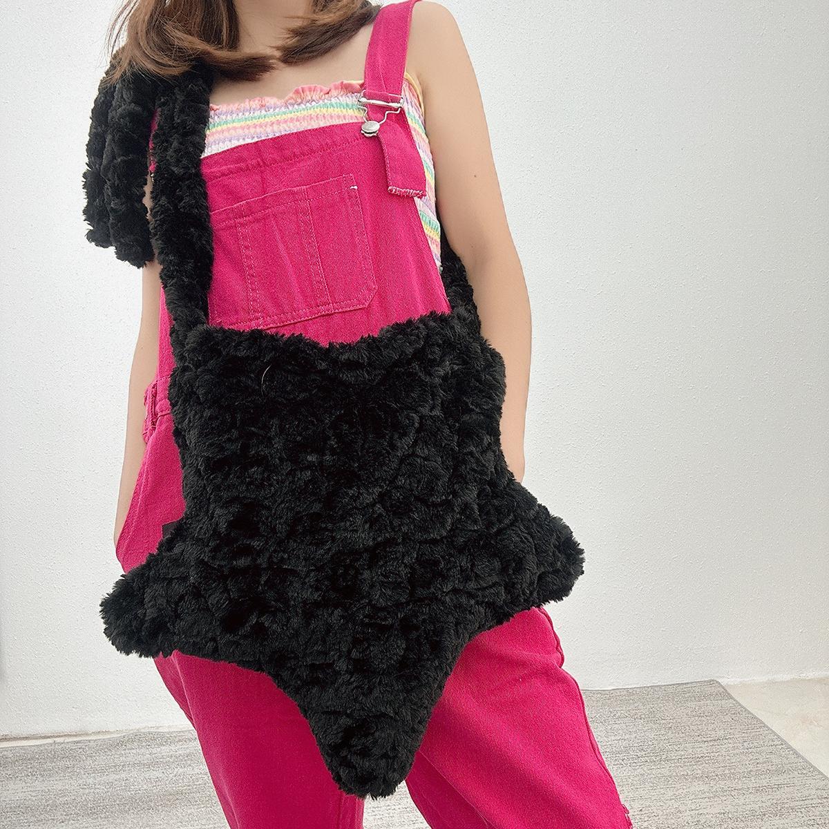 

Yogodlns, женская сумка в форме звезды, осень-зима, уличный стиль, сумка на плечо, кошелек и сумка через плечо, сумка через плечо, сумка для девочек, евро-американский стиль 36x39cm чёрный