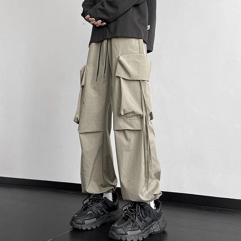 Pantaloni cargo larghi Harajuku Y2K da uomo con coulisse casual Pantaloni con nastro Pantaloni sportivi Pantaloni sportivi streetwear per uomo