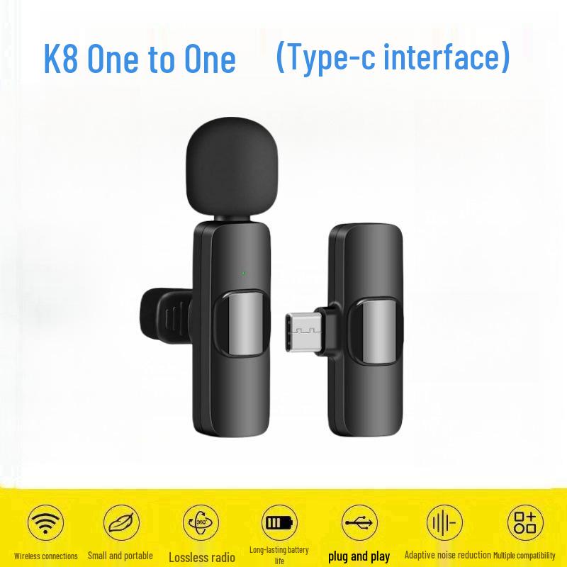 K1K9 Wireless Lavalier Microphone K15 - Dual Mobile Live Streaming & Outdoor Recording Noise-Reducing Mic