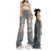 High Waist Ripped Jeans for Women - Loose Wide-Leg Pants with Trendy Streetwear Design