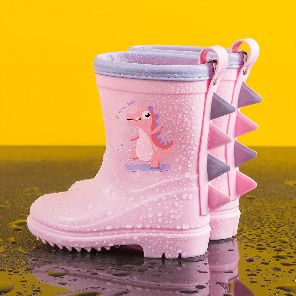 Children's Rain Boots for Boys and Girls, Mid-Calf Dinosaur Rain Boots for Toddlers and Infants, Non-Slip Rain Boots for Ages