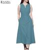 ZANZEA Womens Casual Off Shoulder Summer Sleeveless Dress