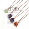 Irregular Natural Crystal Amethyst Rough Stone Pendant Handmade Silk Mesh Pocket Necklace N652