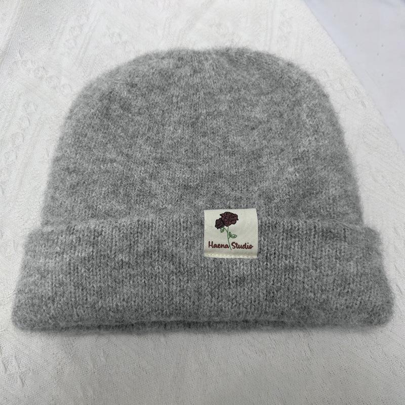 Autumn and Winter Hats for Women Solid Color Knitted Wool Hats Fashionable and Versatile Bag Head Hat Showing Face Small Warm Cold Hat