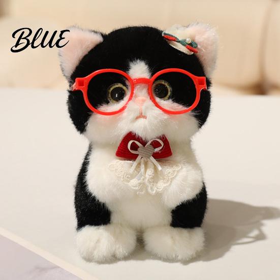 Plush Pendant for Bags Cute Kitten with Glasses And Tie Soft Stuffed Animal Backpack Charm Keychain Backpacks Keys Decorative Hanging Plushie