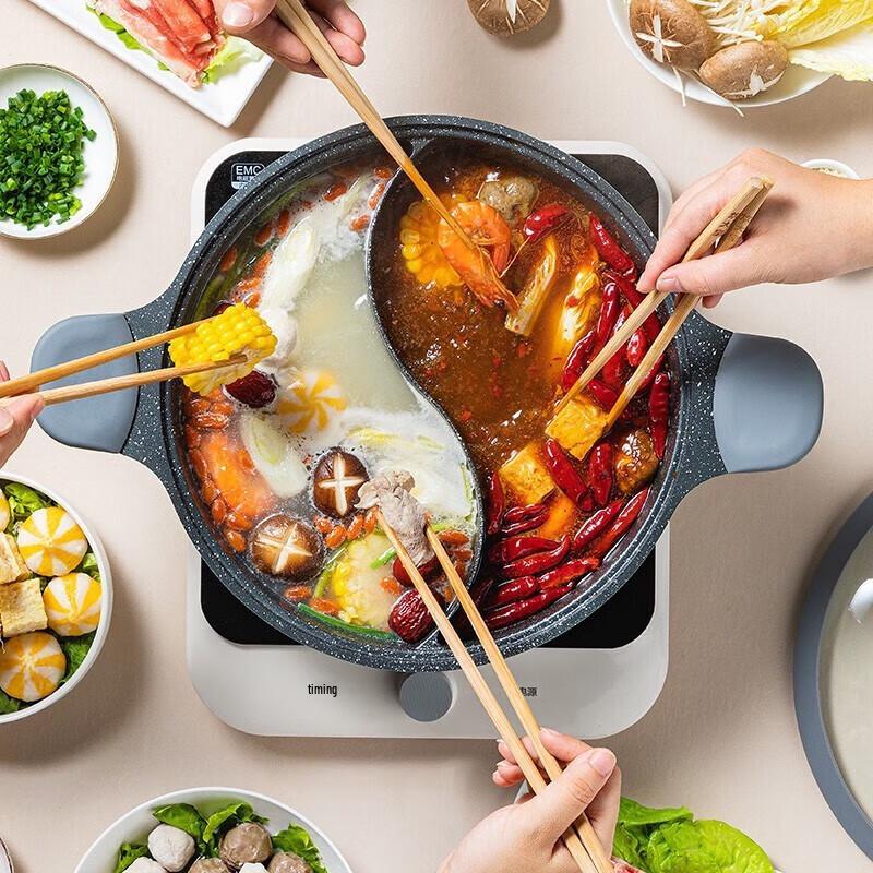 Chui Da Huang 30cm Maifan Stone Non-stick Twin Hot Pot