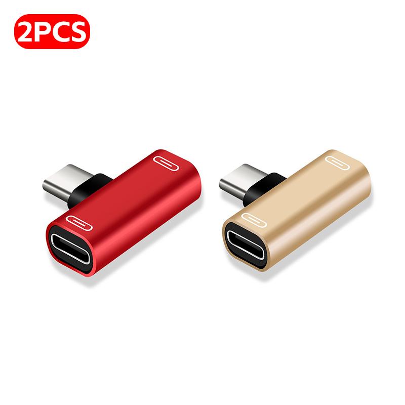2/1PCS USB C Splitter Type C Male To Dual Type C Female Adapter 2IN1 Headphone Charger Converter for Phone Headphone TypeC Port 3