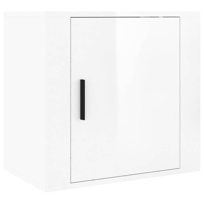 Table de chevet murale - Maison Exclusive - Blanc brillant - Bois d'ingénierie - 50 x 30 x 47 cm