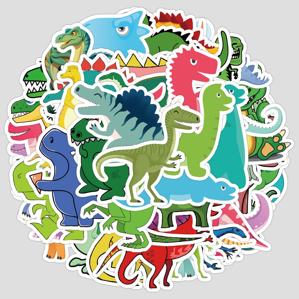 50 Cute Wind Dinosaur Graffiti Stickers Water Cup Suitcase Waterproof Decorative Stickers Creative DIY Animal Stickers