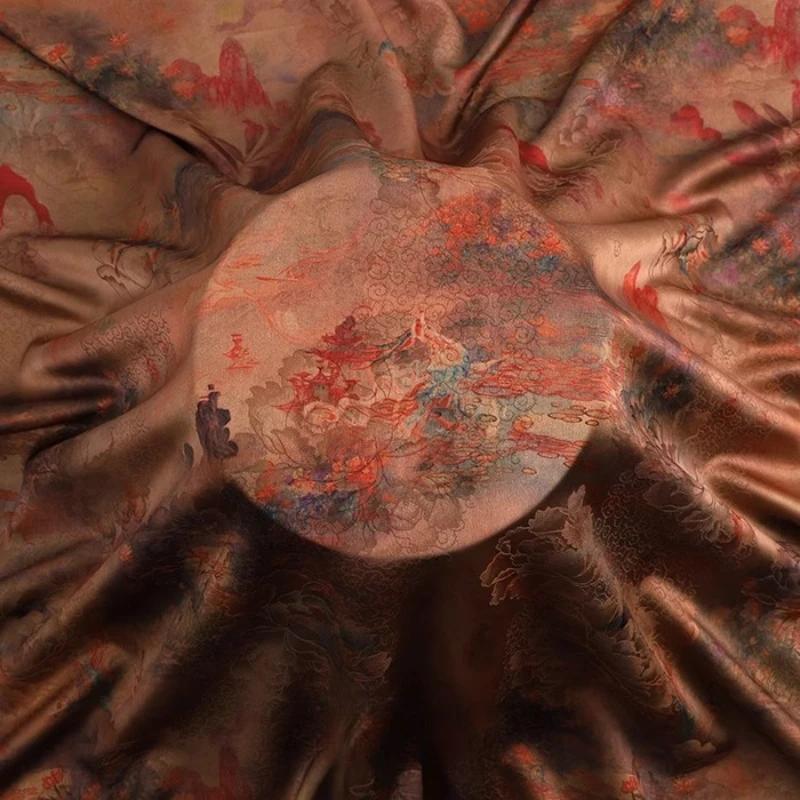 Chinese-style Imitation Silk Cloud Gauze High-end Fabric Soft Cotton Silk Printed Fabric DIY Cheongsam Dress Hanfu Clothing