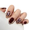Pure Hand-made Phototherapy Manicure, Maillard Leopard Print Wear Nail Finished Product Reused Nail Patch To Show Whiteness