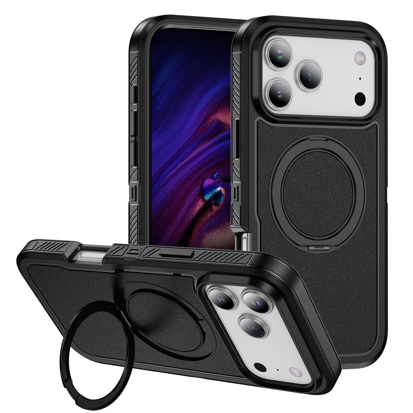 

For IPhone Fulcrum Case Magnetic Rotating Stand Korean Niche Anti-fall Matte Texture for Apple 17 Mobile Phone Case For iPhone 17